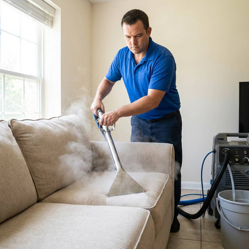 Professional steam cleaning of furniture