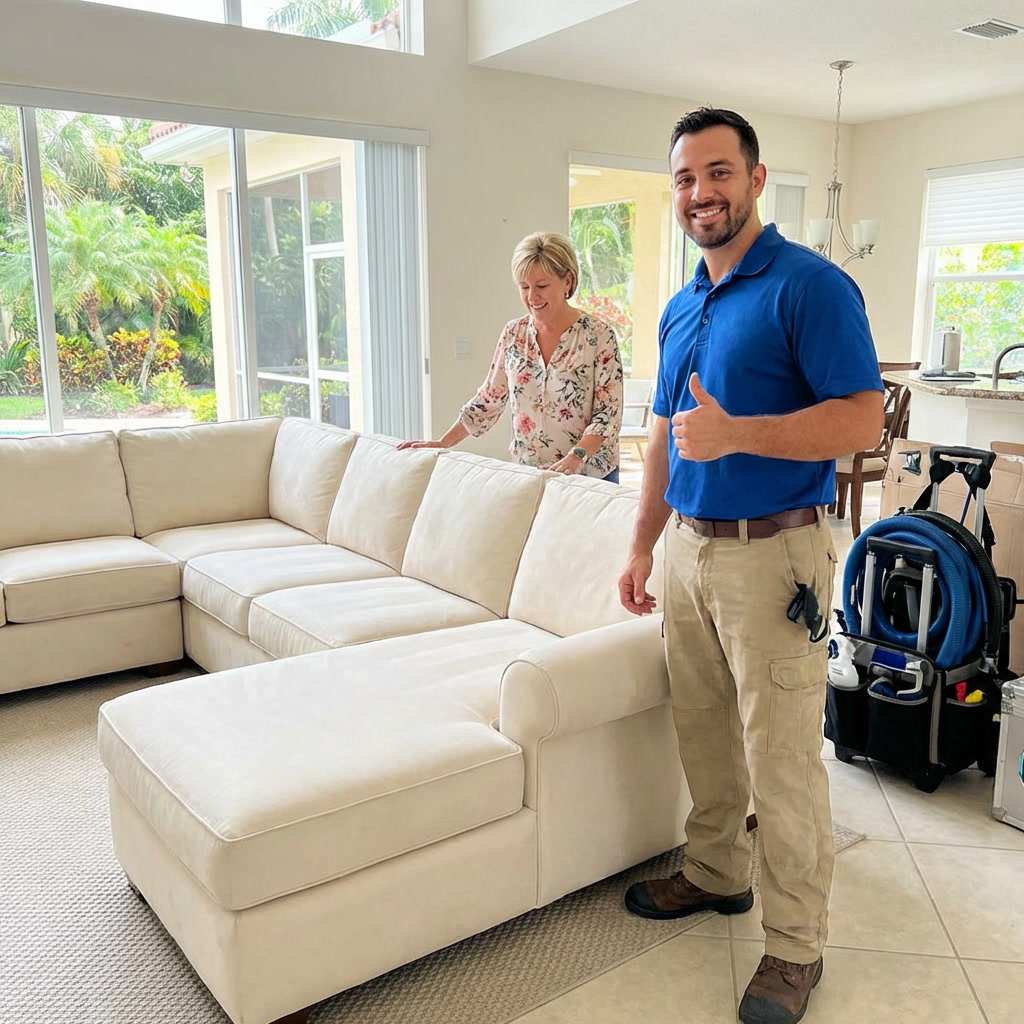 Clean fresh sofa ready to use